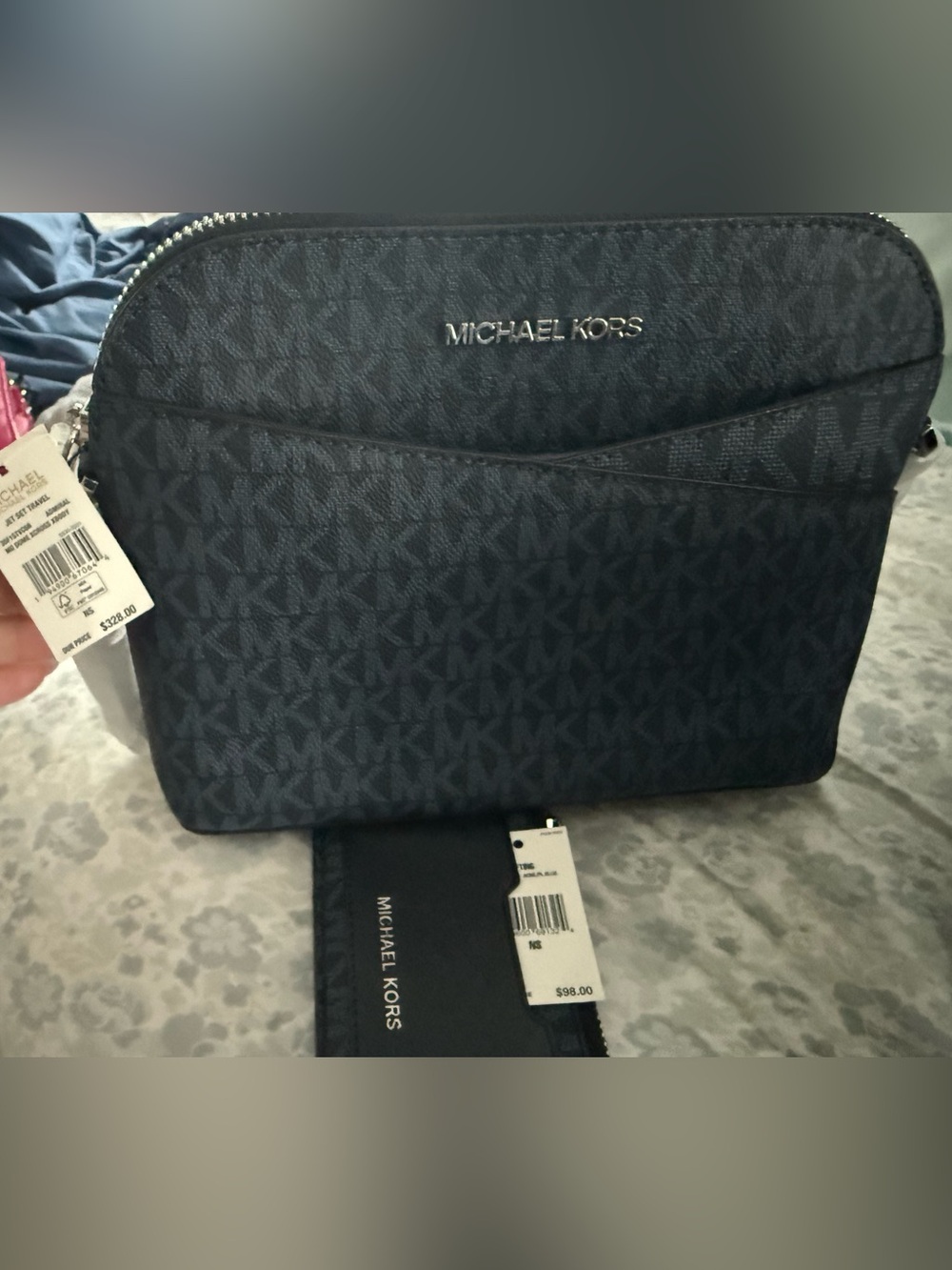 Michael Kors Navy Blue MK Logo Crossbody Bag